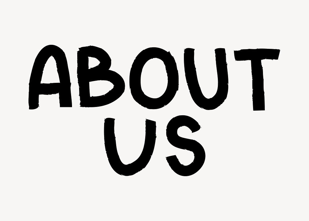 About us word, doodle typography, black & white design