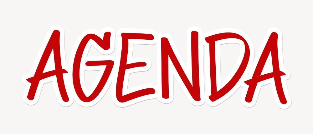 Agenda word, red doodle typography