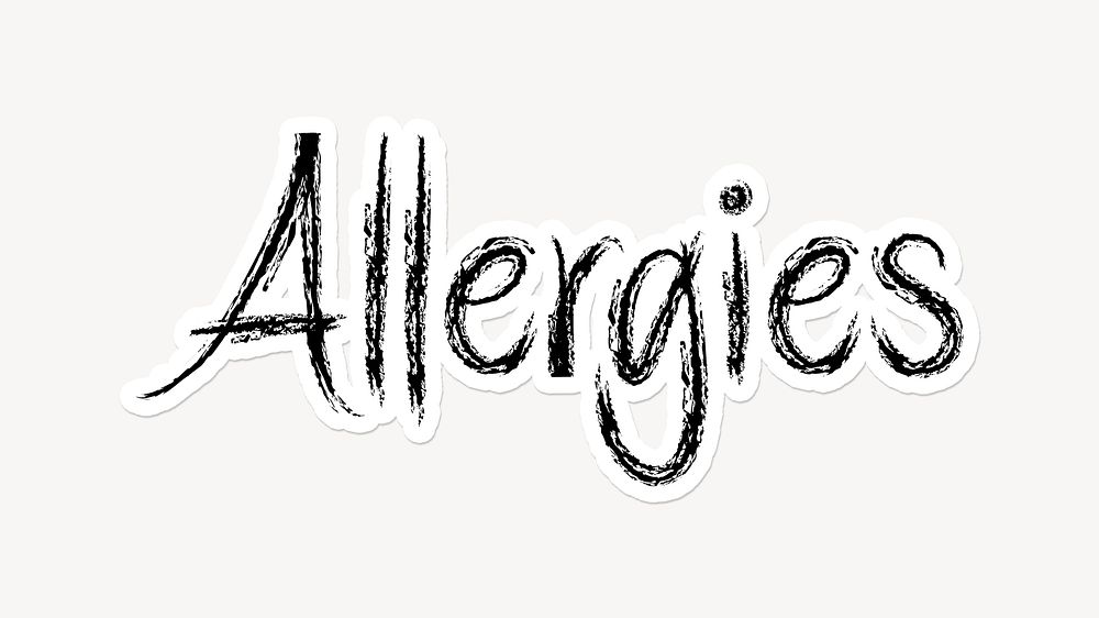 Allergies word, brush stroke typography, black & white design