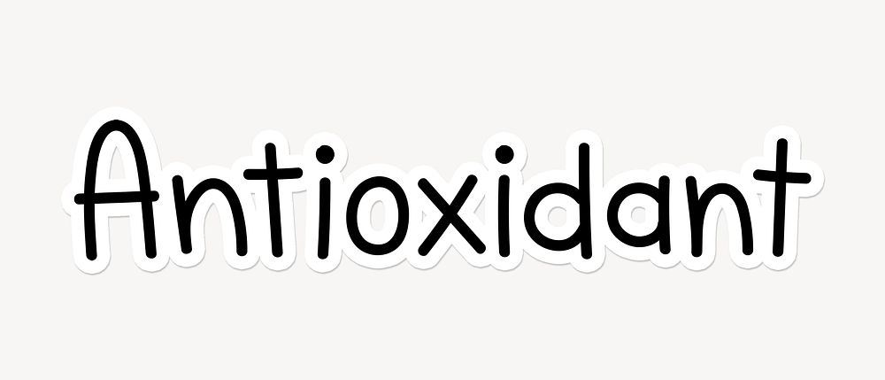 Antioxidant word, doodle typography, black & white design