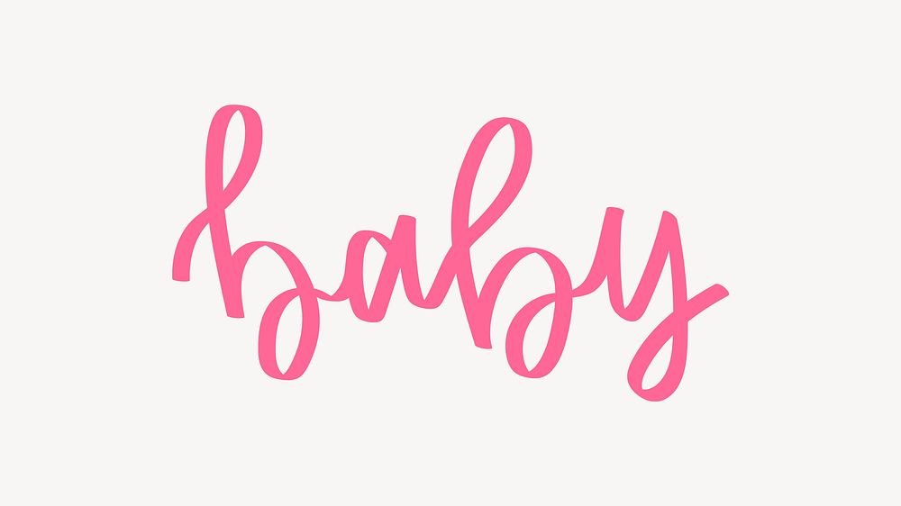 Baby word, cute pink typography