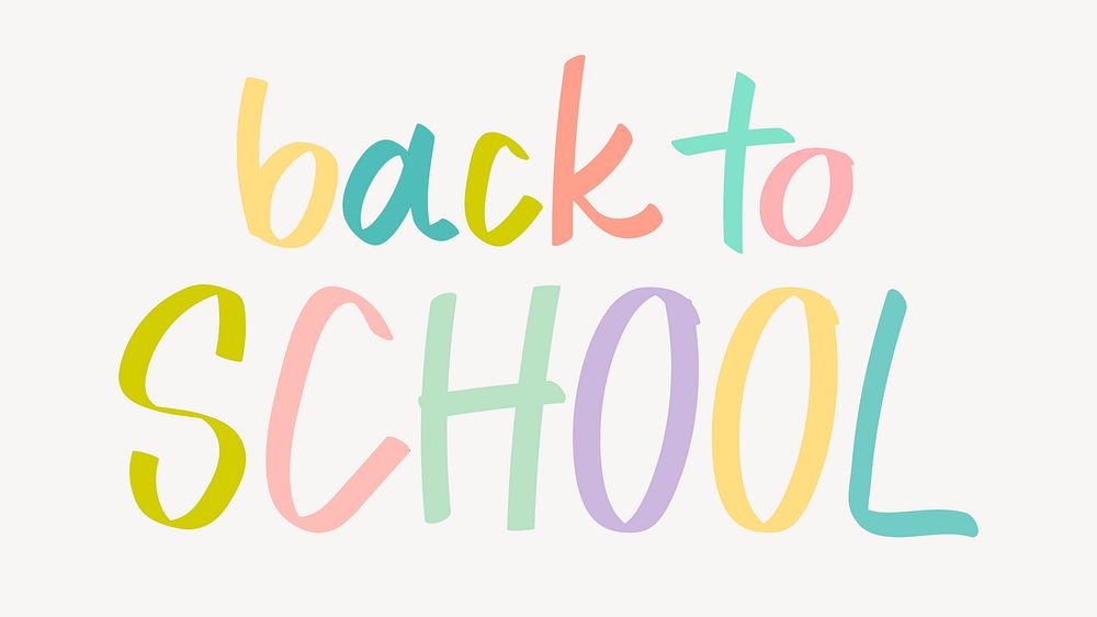 Back to school word, cute colorful typography