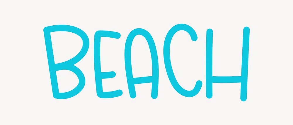 Beach word, cute blue typography