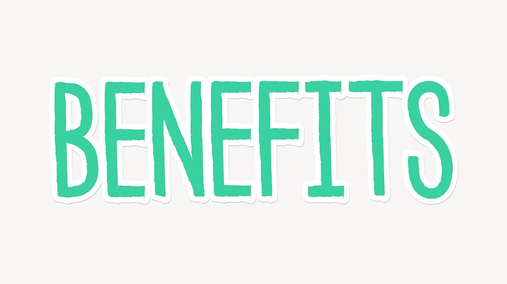 Benefits word, cute green typography