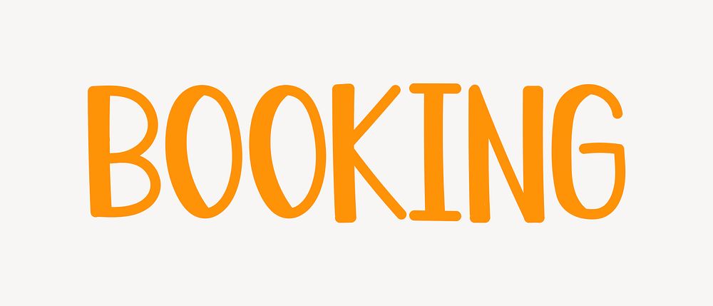 Booking word, cute orange typography