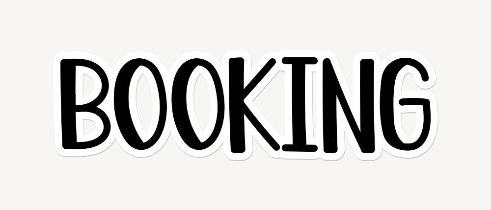 Booking word, doodle typography, black & white design