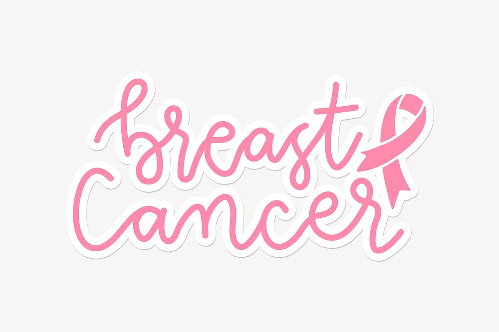 Breast cancer word, cute pink typography
