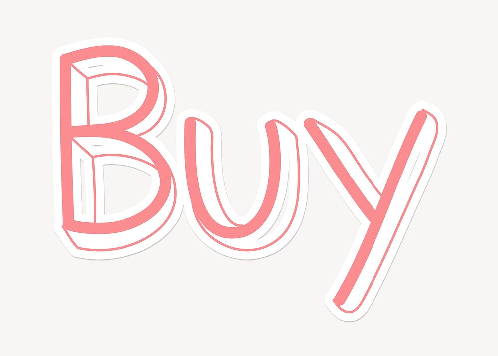 Buy word, cute pink typography