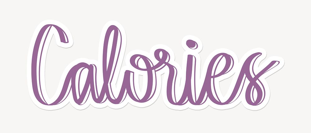 Calories word, cute purple typography