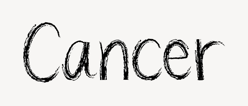 Cancer word, brush stroke typography, black & white design