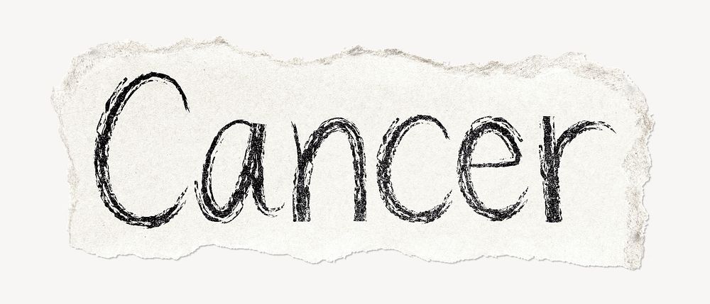 Cancer word, ripped paper typography