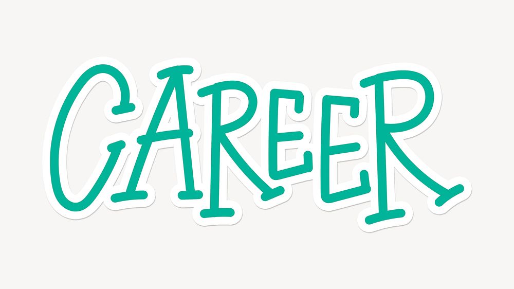 Career word, cute green typography