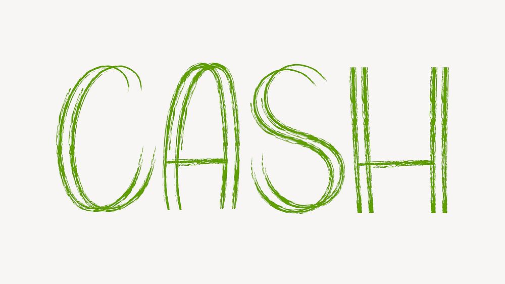 Cash word, brush stroke typography