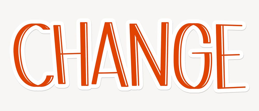 Change word, red doodle typography