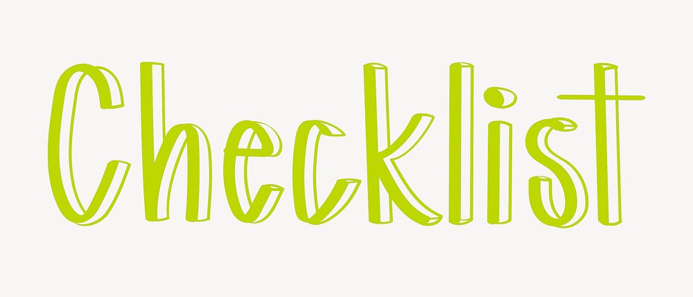 Checklist word, cute green typography