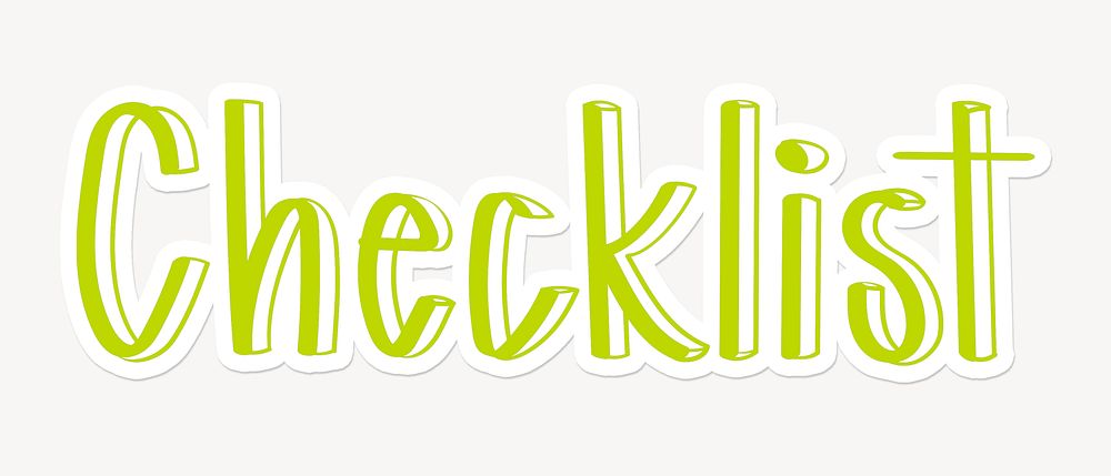 Checklist word, cute green typography