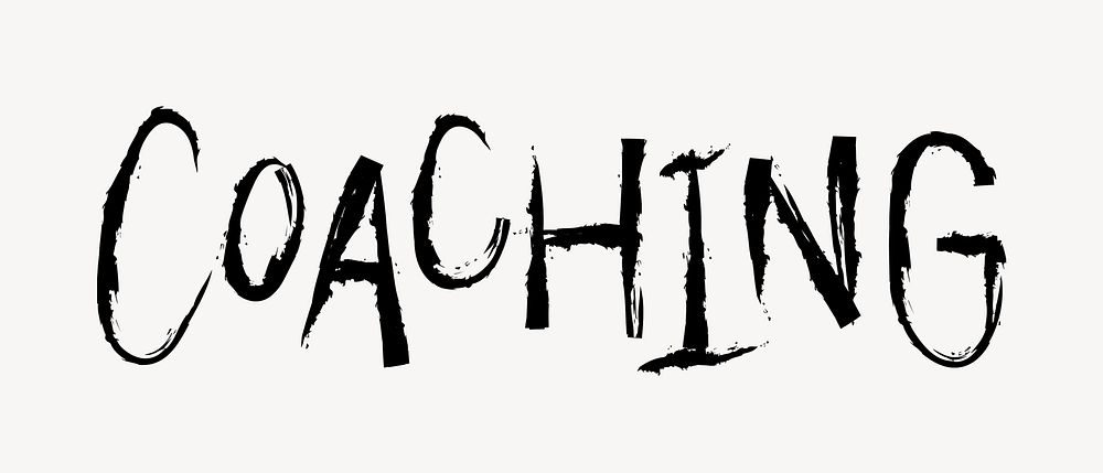 Coaching word, brush stroke typography, black & white design