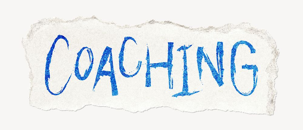 Coaching word, ripped paper typography
