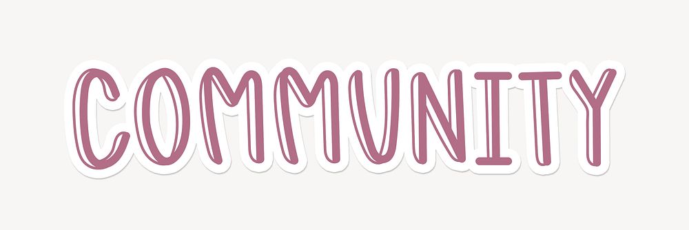 Community word, cute purple typography