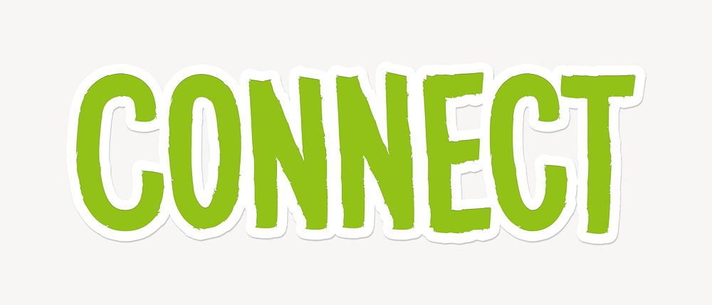 Connect word, cute green typography