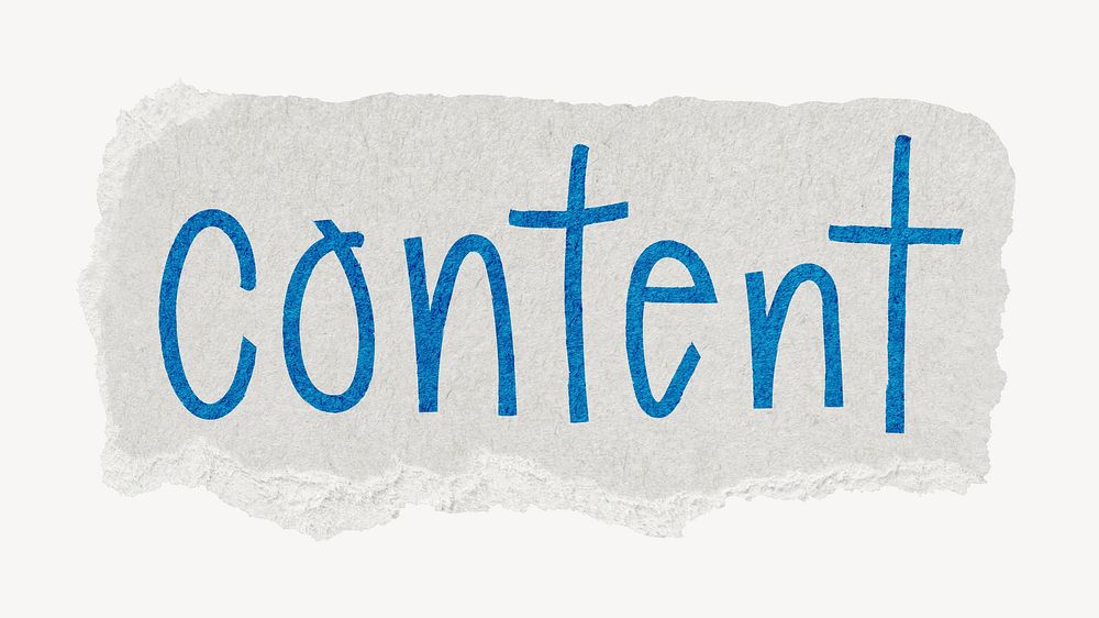 Content word, ripped paper typography