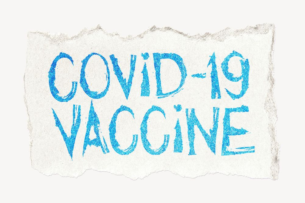 Covid-19 vaccine word, ripped paper typography psd