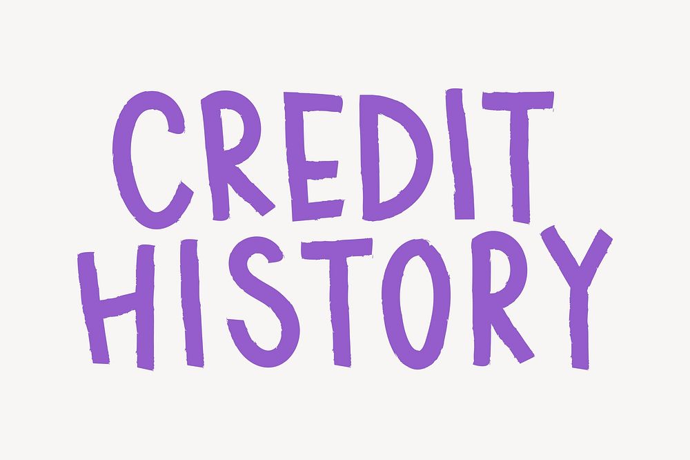 Credit history word, cute purple typography