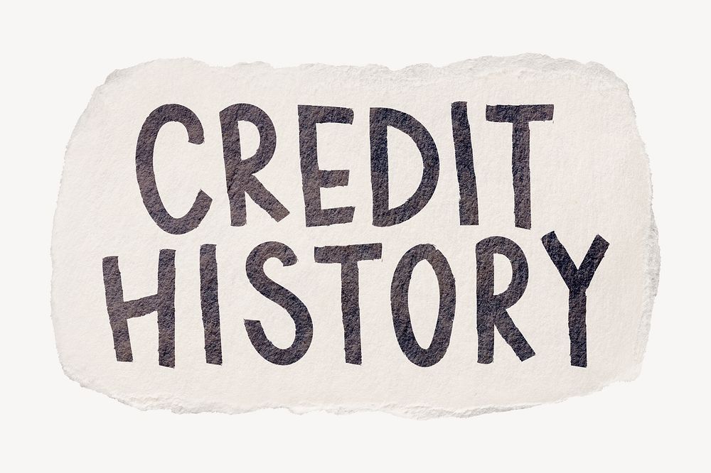 Credit history word, ripped paper typography psd