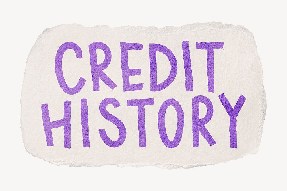 Credit history word, ripped paper typography psd