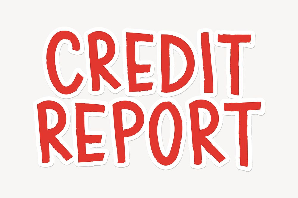 Credit report word, red doodle typography