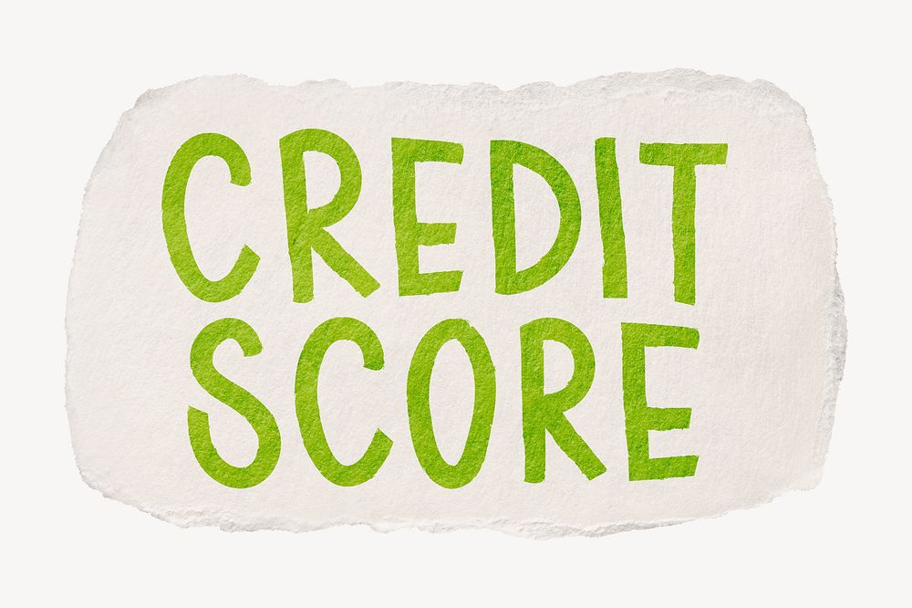 Credit score word, ripped paper typography psd