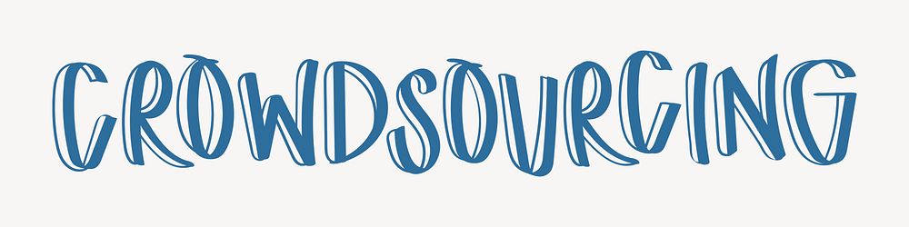 Crowdsourcing word, cute blue typography