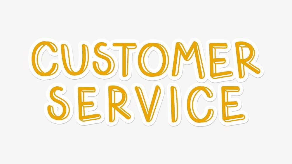 Customer service word, cute yellow typography