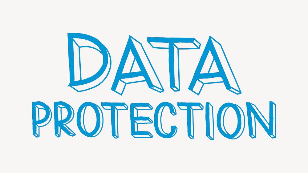 Data protection word, cute blue typography