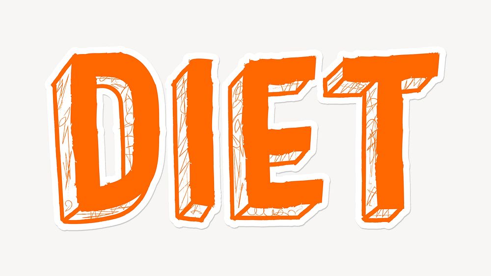 Diet word, cute orange typography