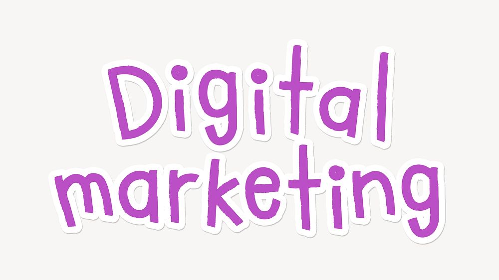 Digital marketing word, cute purple typography