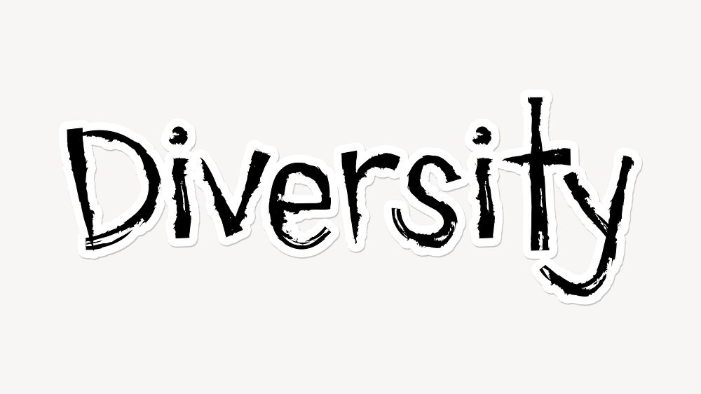 Diversity word, brush stroke typography, black & white design