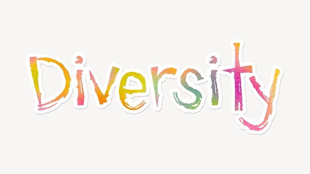 Diversity word, cute colorful typography