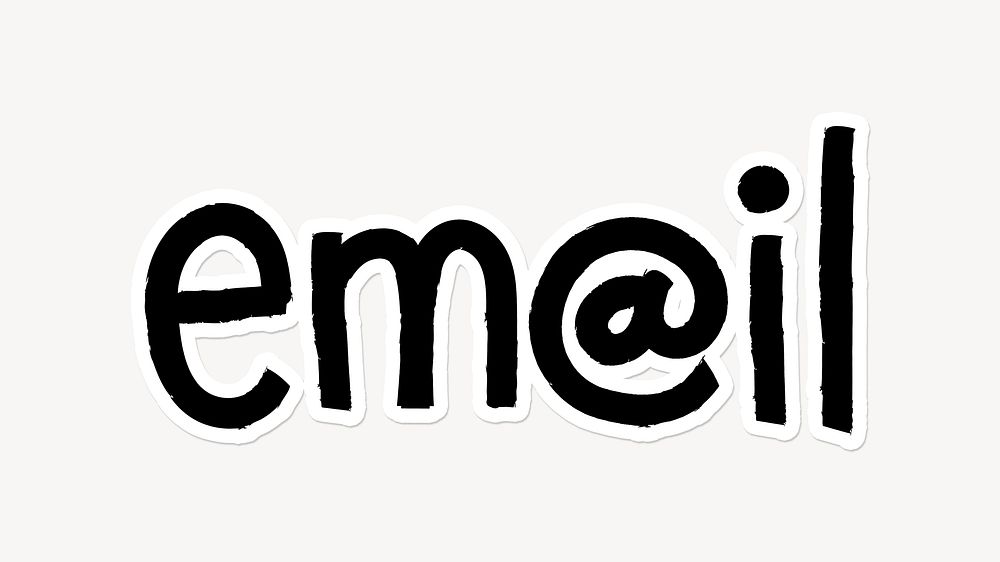 Email word, doodle typography, black & white design