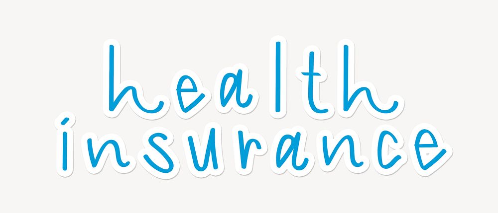 Health insurance word, cute blue typography