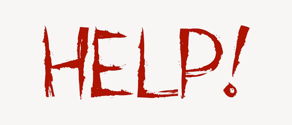 Help! word, red brush stroke typography