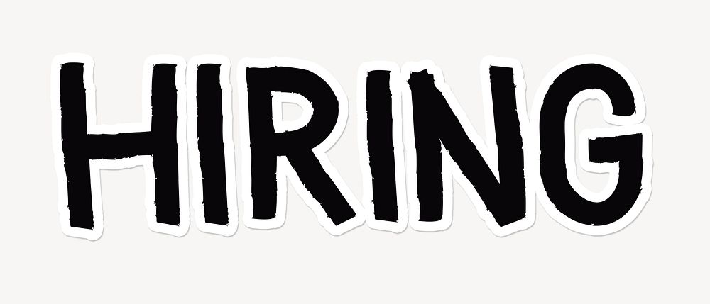 Hiring word, doodle typography, black & white design