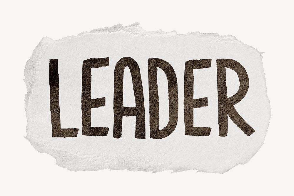 Leader word, ripped paper typography psd