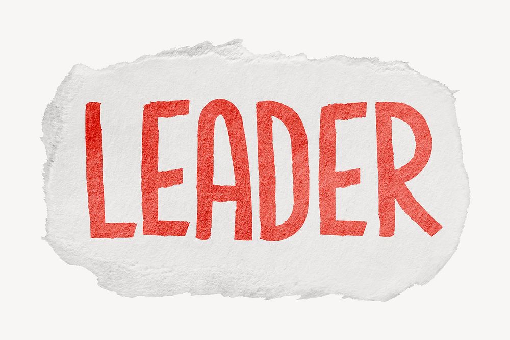 Leader word, ripped paper typography