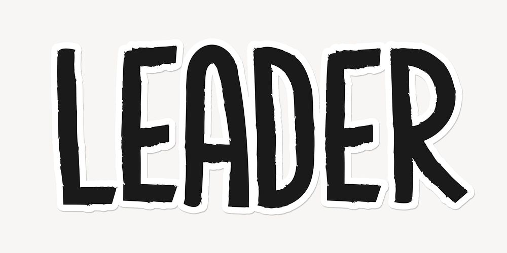 Leader word, doodle typography, black & white design
