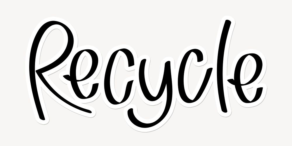 Recycle word, doodle typography, black & white design