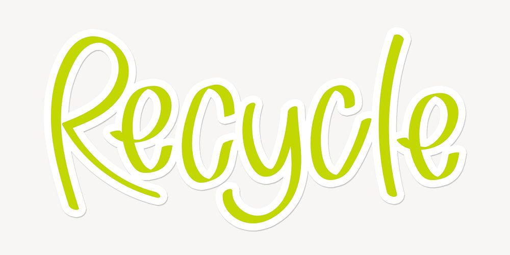 Recycle word, cute green typography
