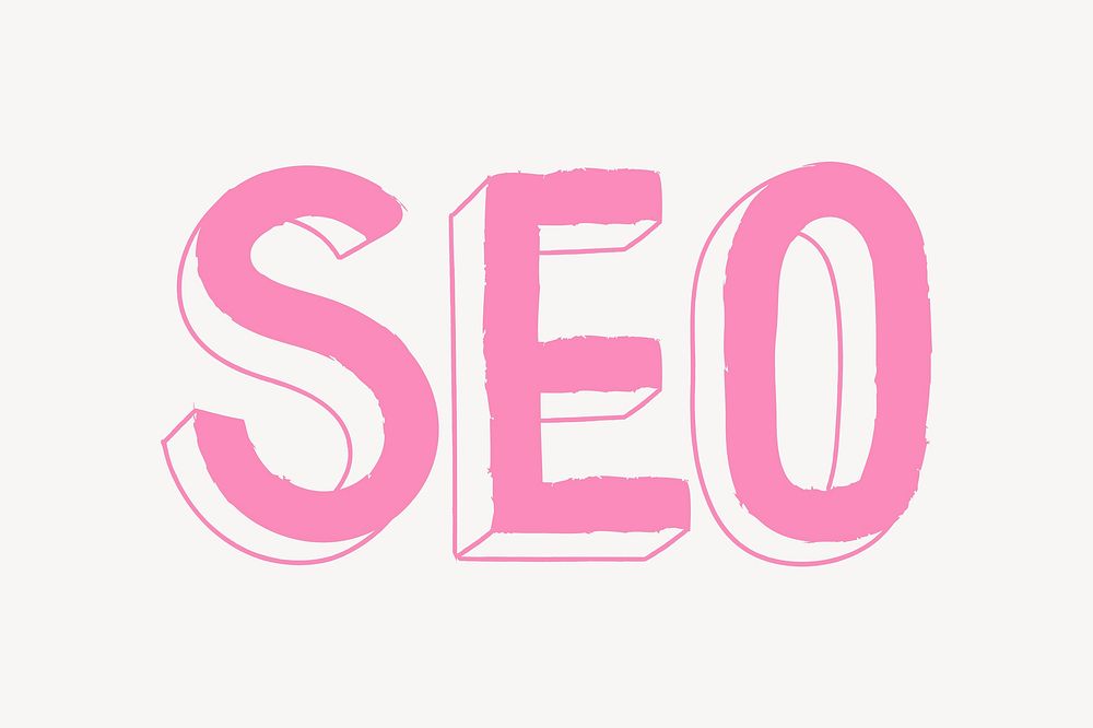 SEO word, cute pink typography