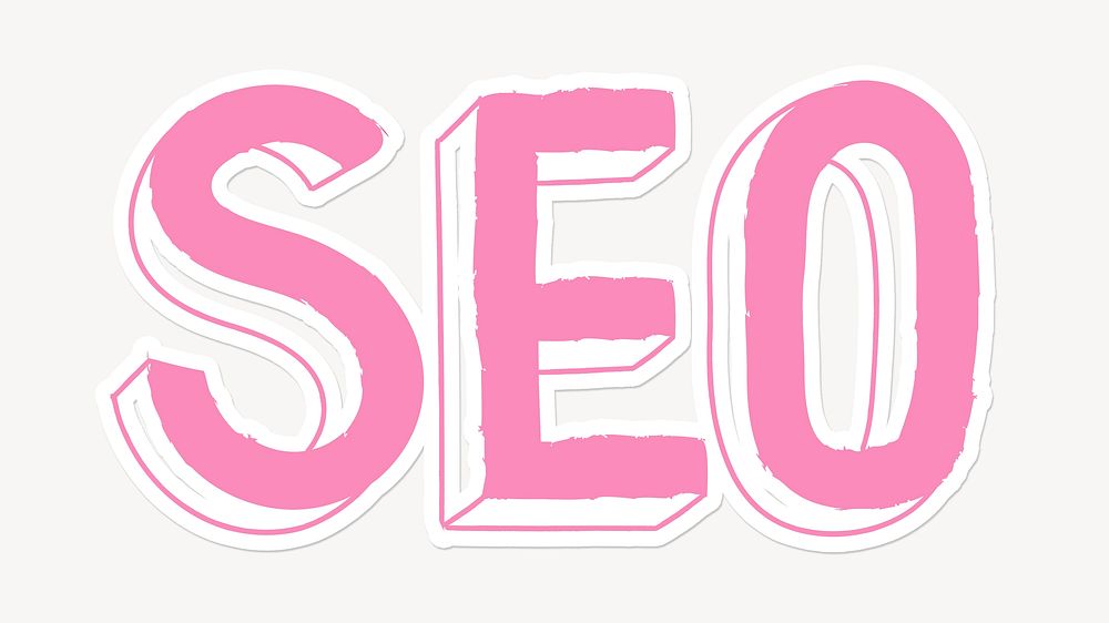 SEO word, cute pink typography