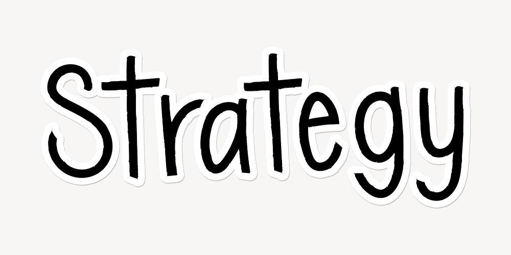 Strategy word, doodle typography, black & white design